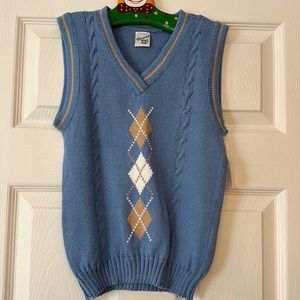 Boys Blue Argyle Vest - Size 7